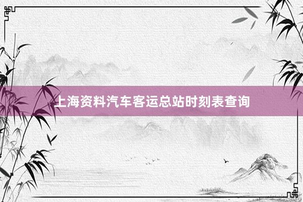 上海资料汽车客运总站时刻表查询